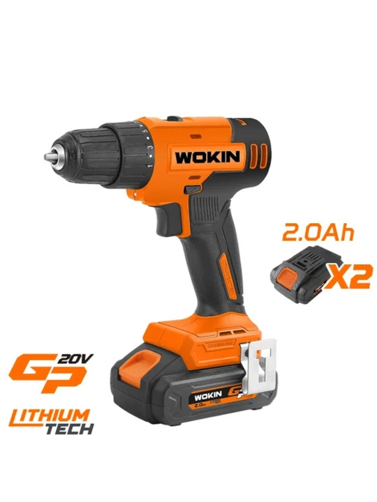 Akkumulyatorli drel-shurupover WOKIN, 20V, 2.0Ah (2 ta akkumulyator bilan) - 