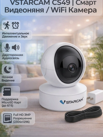 Видео няня, смарт камера VSTARCAM СS49 WiFi Full HD 3Mp, oнлайн наблюдение — VSMAG-023