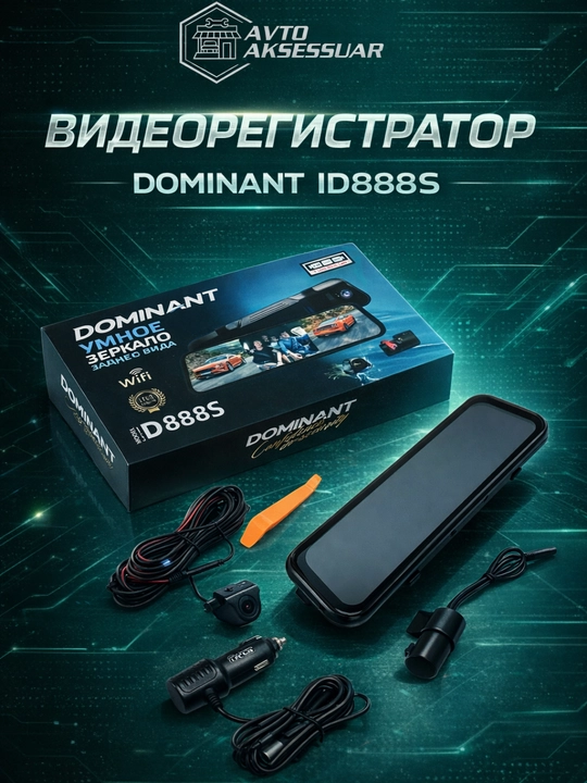 Видеорегистратор DOMINANT D888S 2,5K Wi-Fi 3-камерный с флешкой 32GB - 