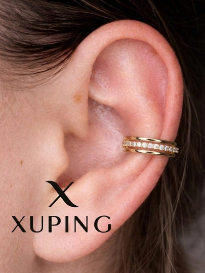 Кафф XUPING без прокола, серьга на ухо с фианитом жемчугом, медицинское золото — G721K-KAFF1-МЕНТОЛ