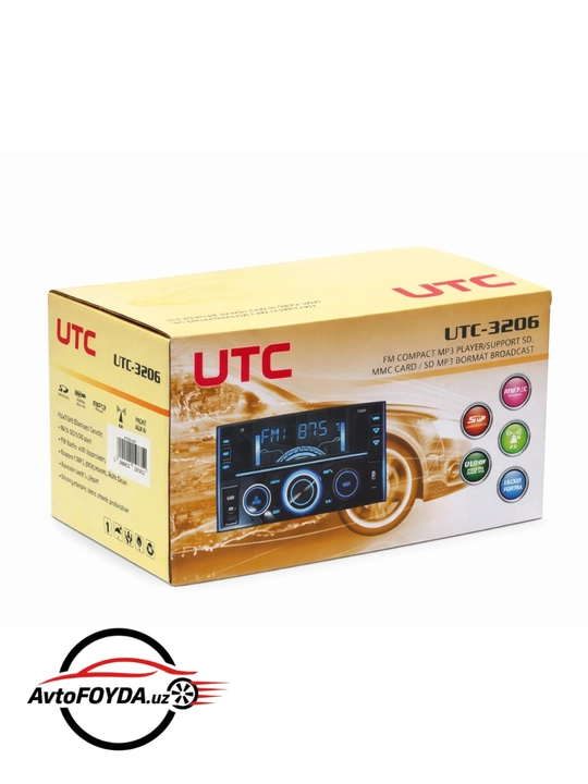 Магнитола UTC 3202 2DIN Bluetooth USB AUX подходит почти для всех авто