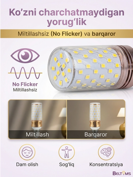 Energiya tejamkor LED lampochka E14, 16W — Uzun umrli (20,000 soat)