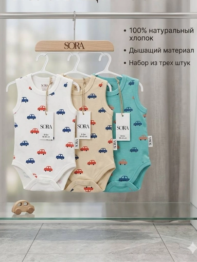 Комплект боди для новорожденных, с коротким рукавом, 3 шт, от 0 - до 18 месяцев — TIMAКД-ЕНГИКАЛТАБОДИ-МЕНТОЛ-1824МЕС