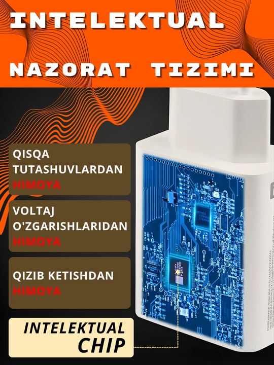 Очень быстрая зарядка 120W Турбо, мощный блок питания с кабелем Type-C, считает проценты