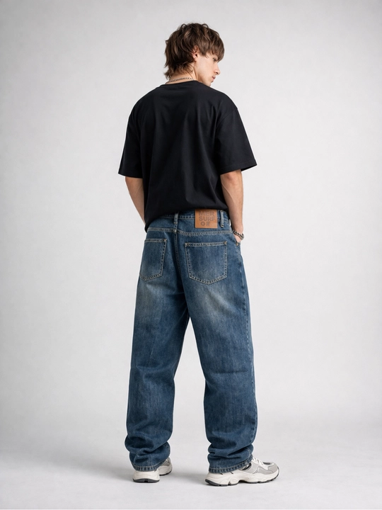 Erkaklar baggy jinsi shim Y2K, keng oversize jinsilar, paxta mato