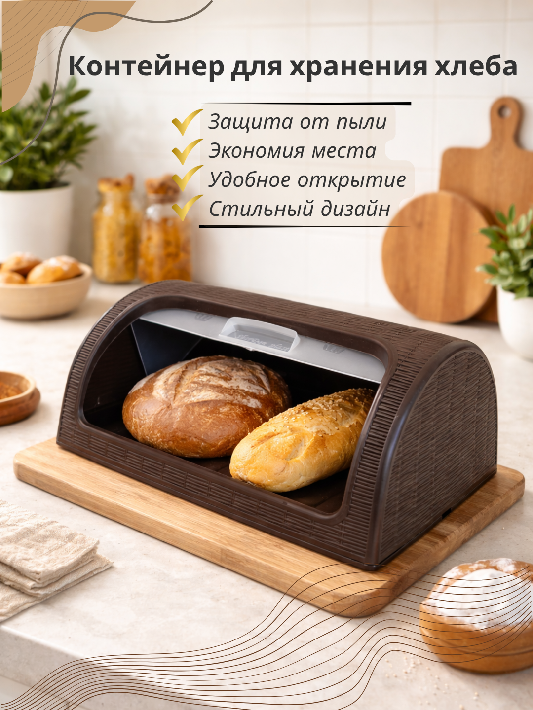 Хлебница для хранения хлеба, кухонный контейнер - 