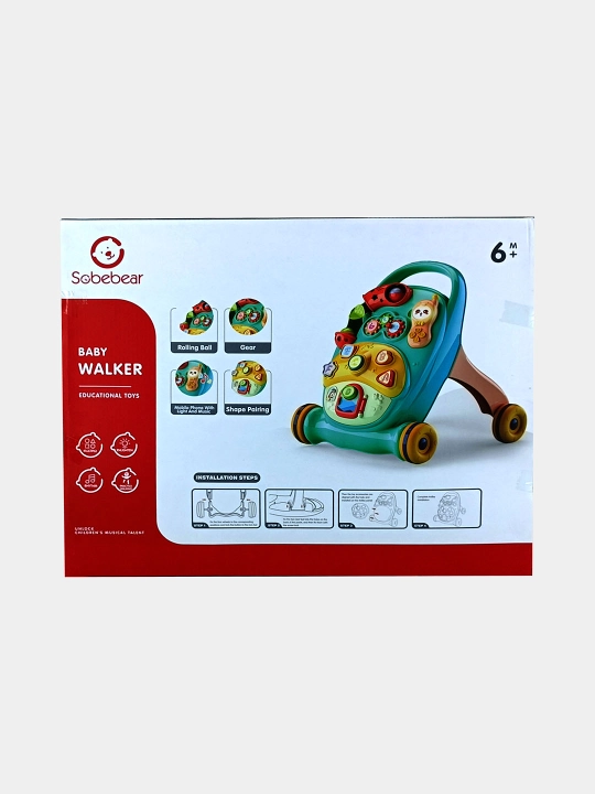 Sobebear Baby Walker yurgich-katalka, rivojlantiruvchi o'yinchoq 6oy+, tasodifiy rangda