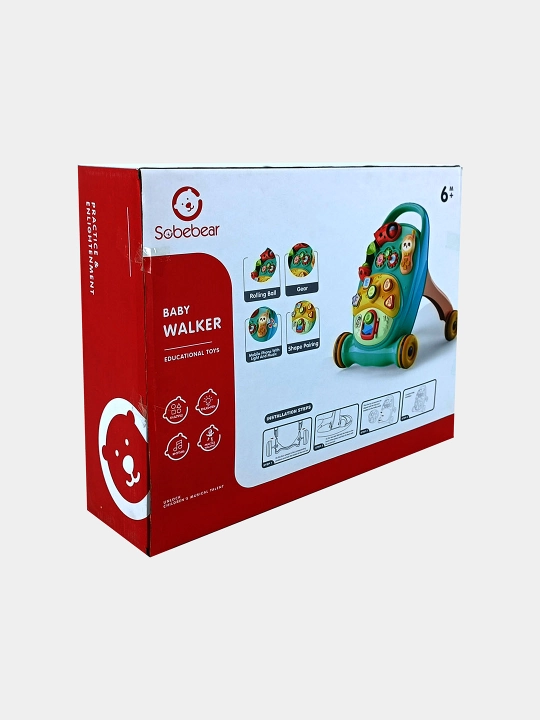 Sobebear Baby Walker yurgich-katalka, rivojlantiruvchi o'yinchoq 6oy+, tasodifiy rangda