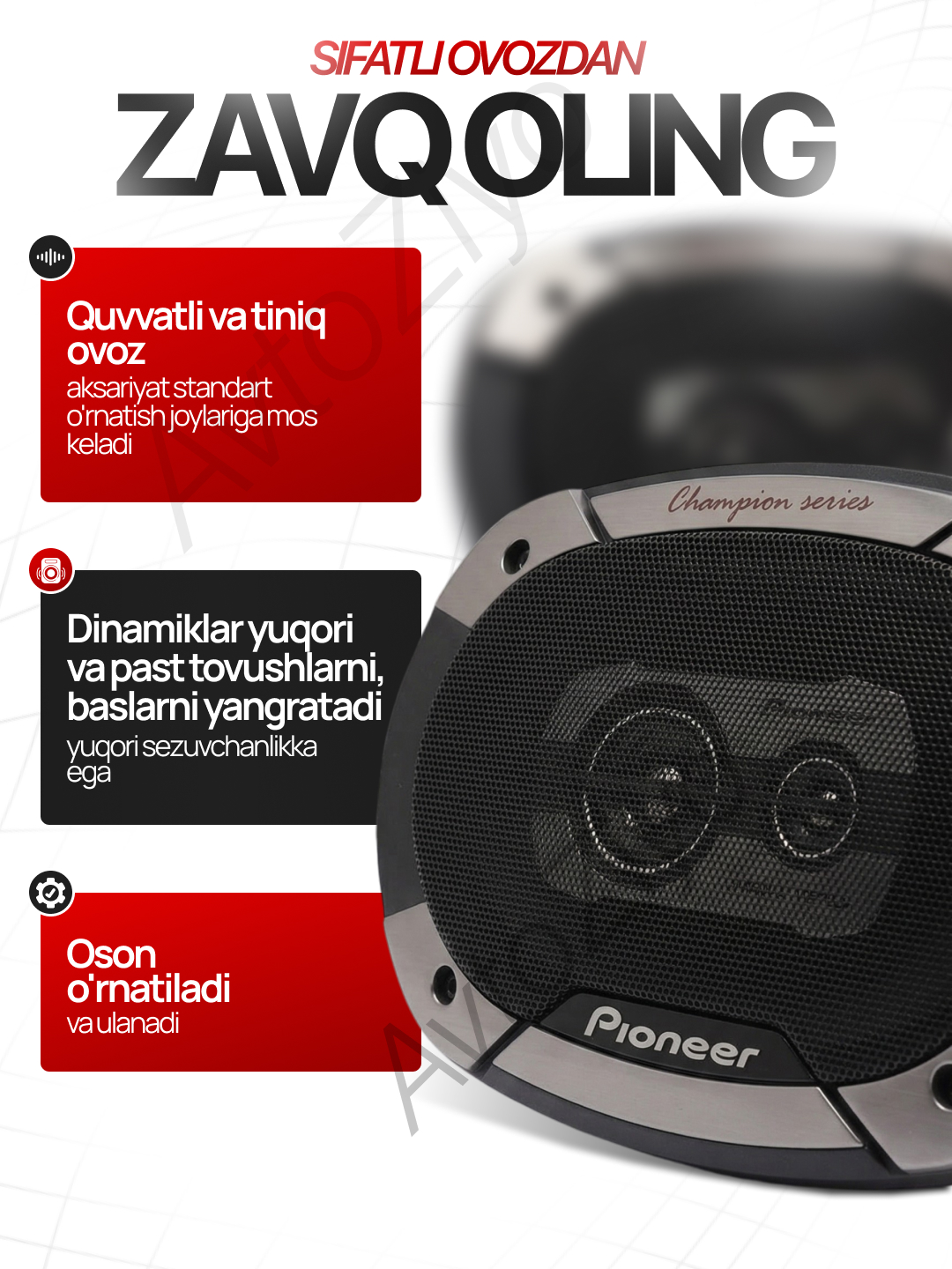 Pioneer V3 champion kolonkasi TS-6975, 550 Vt, usilitel shart emas