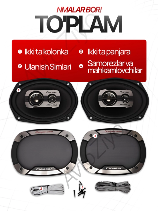 Pioneer V3 champion kolonkasi TS-6975, 550 Vt, usilitel shart emas