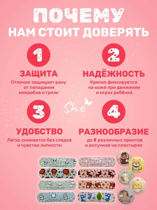 Детский лейкопластырь с рисунками, 20 шт