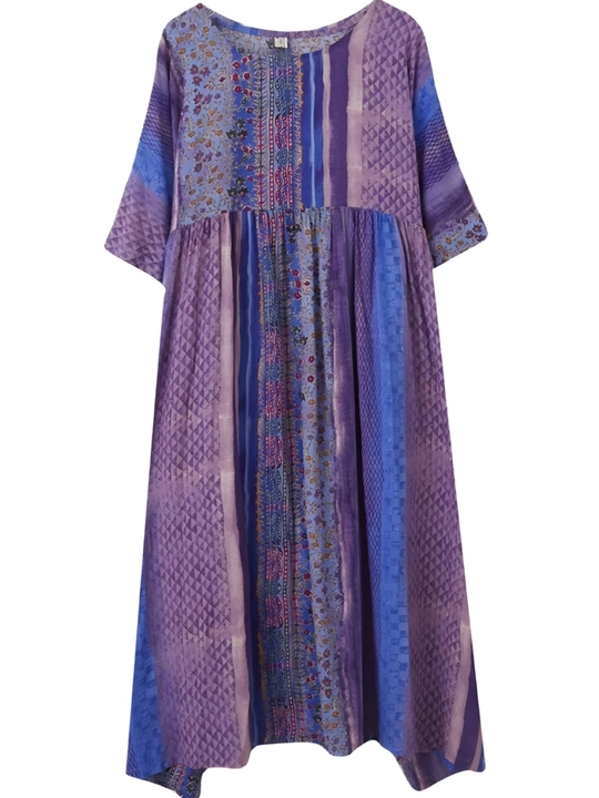 Платье, фасон свободного BOHO стиля, соответствующий размерам L, XL, XXL, XXXL