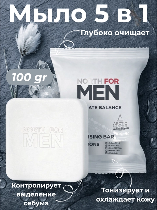 Мужское освежающее мыло North For Men Subzero, 100 гр