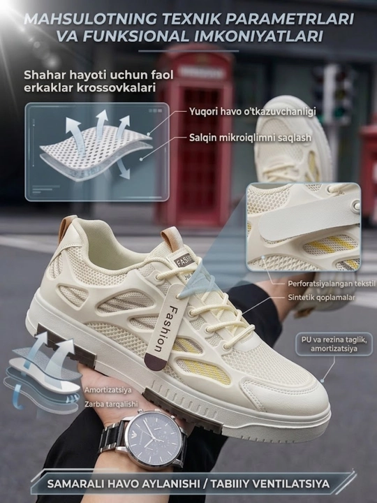 Erkaklar uchun kuzgi Fashion krossovkalari, yengil, nafas oluvchi, qulay sport va kundalik poyabzal