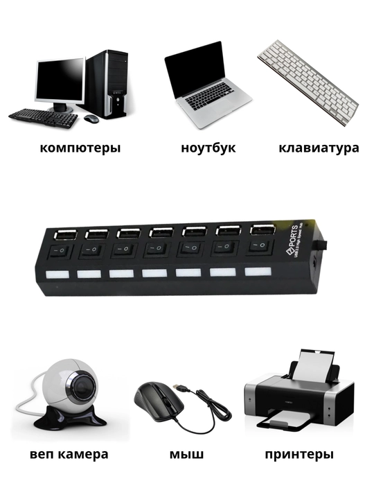 USB HUB 7 portli va 4 portli. usb razvetvitel, usb ko‘paytirgich