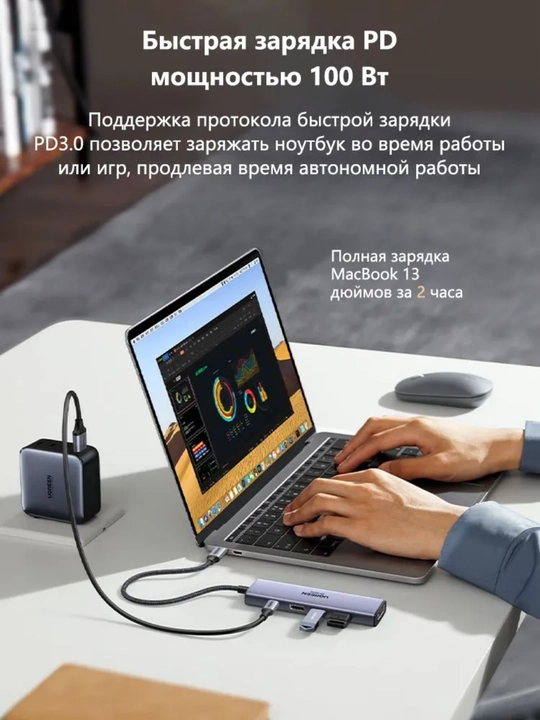 USB HUB UGREEN 5-in-1, 8K DP, USB 2.0, PD 100W Hub CM478 15905