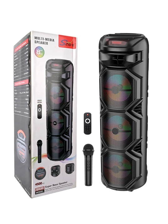 Karaoke kolonka ZQS8308, simsiz mikrofon, pultli, RGB yorug'lik, Bluetoothli