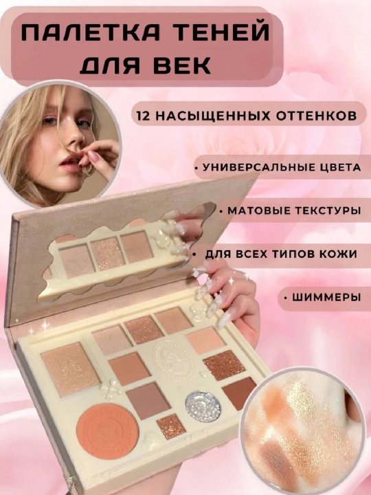 Хайлайтер, румяна, тени для век, контур, блестки 5 в 1, палетка для макияжа - 