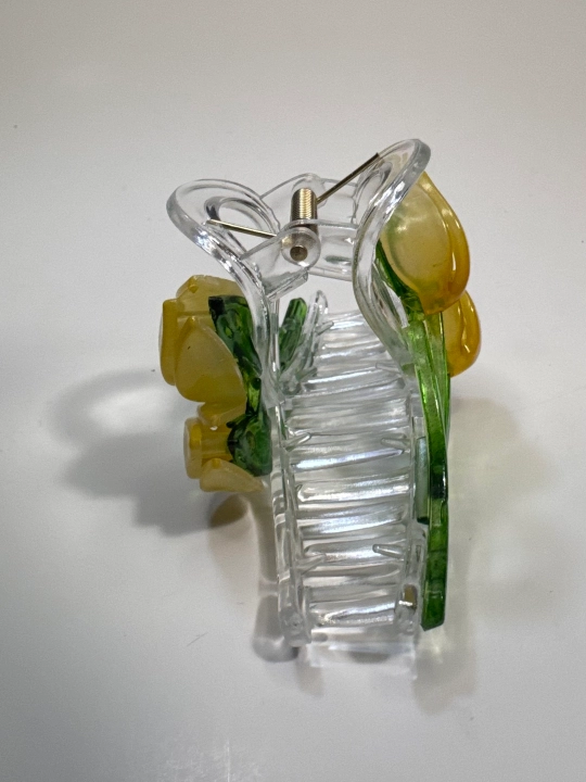Заколка, крабик для волос, для женщин (прозрачная с декором), 11, 5х6, 5см