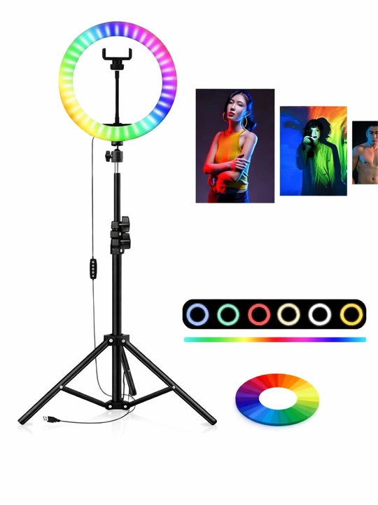 RGB ring light tripod bilan, telefon uchun selfie yoritish chirog‘i