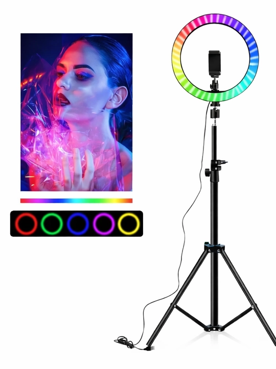 RGB ring light tripod bilan, telefon uchun selfie yoritish chirog‘i