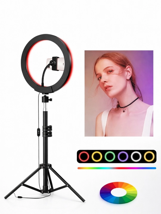 RGB ring light tripod bilan, telefon uchun selfie yoritish chirog‘i