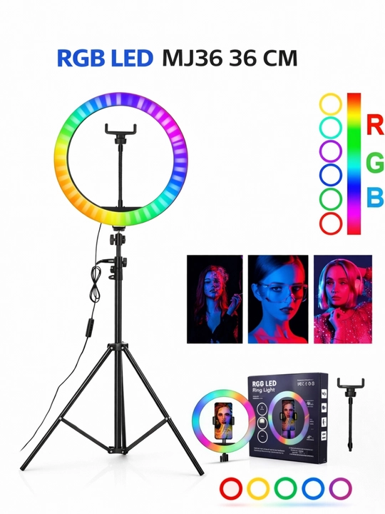 RGB ring light tripod bilan, telefon uchun selfie yoritish chirog‘i