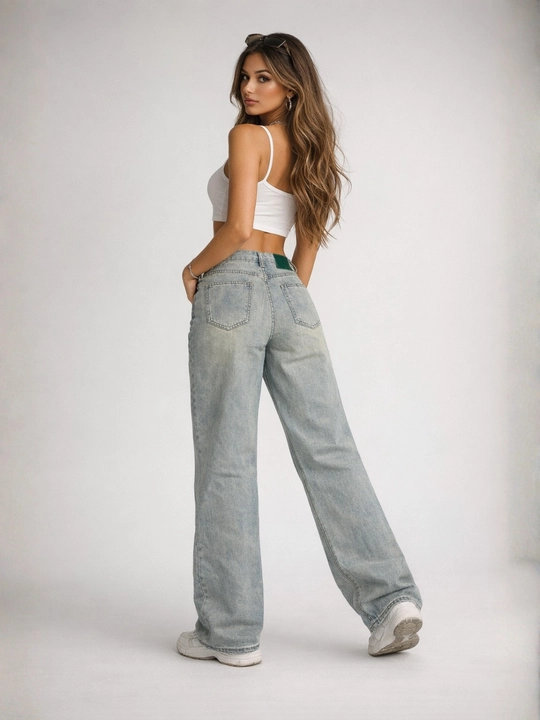 Ayollar jinsi baggy Y2K, oversize keng shim, yuqori bel, erkin kesim, paxta jinsi