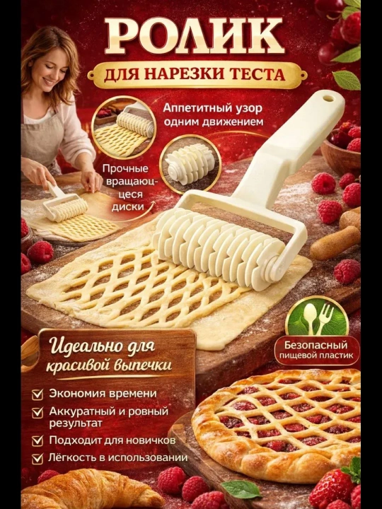 Pitsa va non uchun ignali g‘ildirak roligi, xamirni pitsa uchun teshish g'ildiragi - 