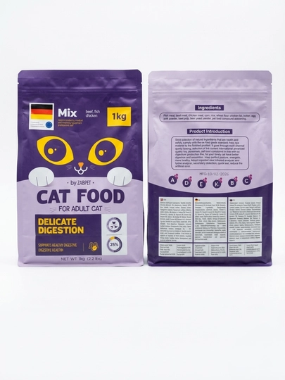 Сухой корм для взрослых кошек ZABPET Микс 3 вкуса, 1 кг для деликатного пищеварения