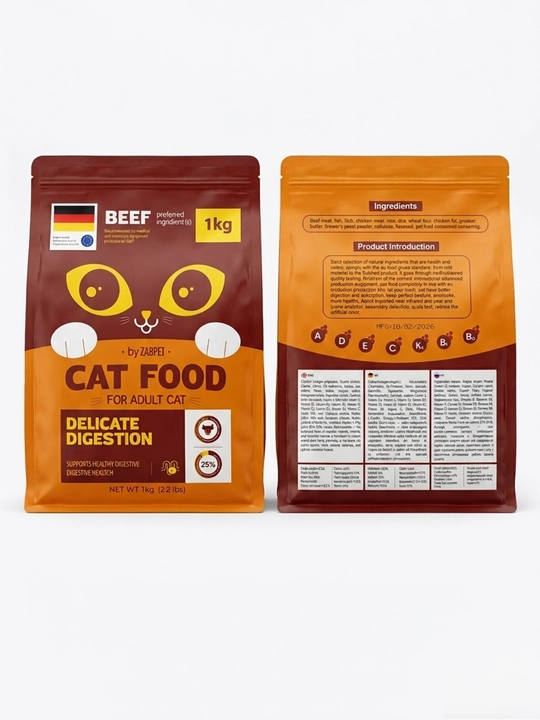 Сухой корм для взрослых кошек ZABPET Микс 3 вкуса, 1 кг для деликатного пищеварения