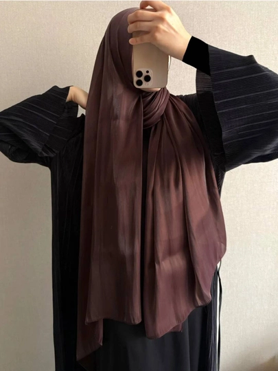Шарф из органзы, женский платок, хиджаб, 175 х 75 см — WMARKET-OSCARF-ТЕМНКОР