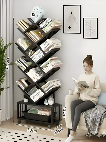 Многоярусный книжный стеллаж для дома, спальни и гостиной — LUXYRY-KITOBPOOLKA-ЧЕРН