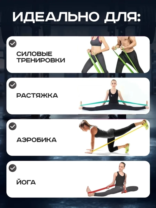 Фитнес резинки, набор 5 уровней нагрузки, эспандеры для тренировок