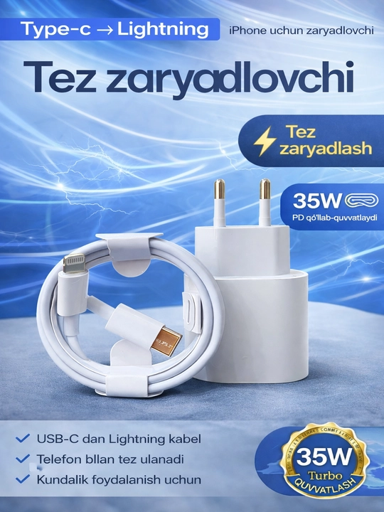 5W USB-C Fast Charger (EU) – tez zaryadlovchi adapter