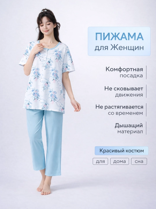 Ayollar pijamasi, uy kiyimi, ayollar yozgi pijamasi, qulay pijama - 