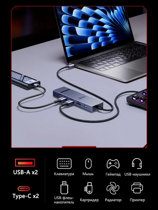 UGREEN USB HUB 6in1 DisplayPort USB-C/A PD100W CM818 75244