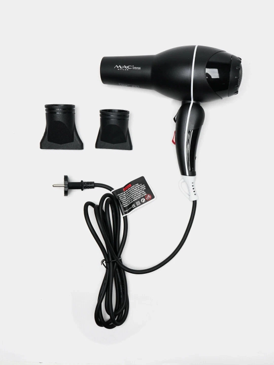 MAC styler MC-6682 professional soch quritgichi, ionizatsiya bilan quritish va pardozlash uchun mo‘ljallangan, 2200W