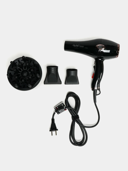 MAC styler MC-6682 professional soch quritgichi, ionizatsiya bilan quritish va pardozlash uchun mo‘ljallangan, 2200W - 