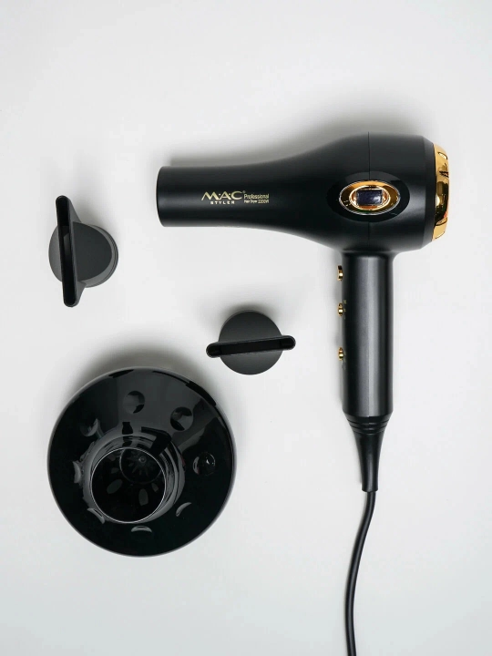 MAC styler MC-6682 professional soch quritgichi, ionizatsiya bilan quritish va pardozlash uchun mo‘ljallangan, 2200W