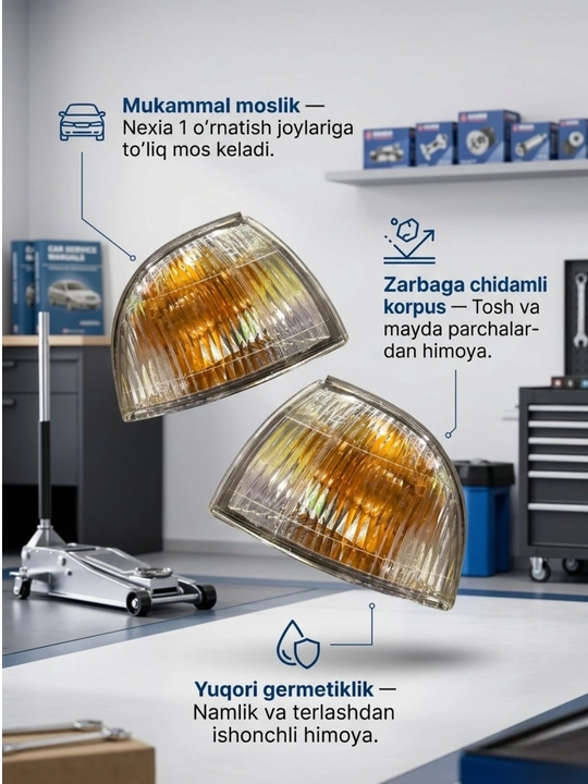 Передние указатели поворота для Nexia 1, повторители поворота и лампы H3 в подарок, 2 шт