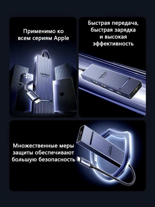 UGREEN USB HUB 6in1 HDMI USB-C/A PD100Вт ЮСБ CM818 45363