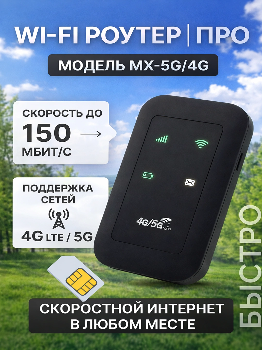 WiFI-Router, Simsiz 4G-5G LTE router Sim-karta 175000 so'mga 65% ...
