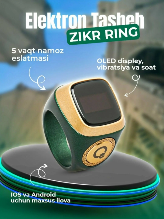 Elektron tasbeh zikr uchun Zikr Ring Lite, suv o'tkazmaydigan sensorli ekran - 