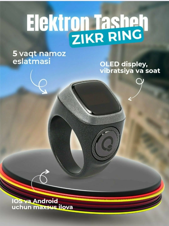 Elektron tasbeh zikr uchun Zikr Ring Lite, suv o'tkazmaydigan sensorli ekran - 