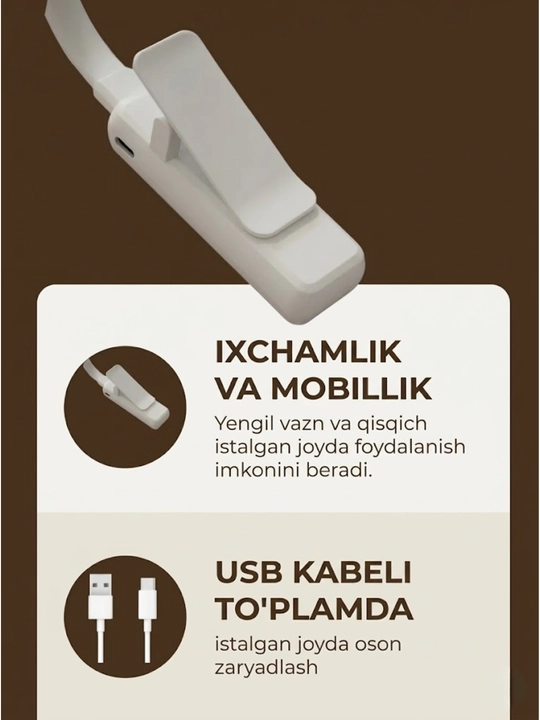 Kitob o‘qish uchun lampa, yoritgich va simsiz yoritgich