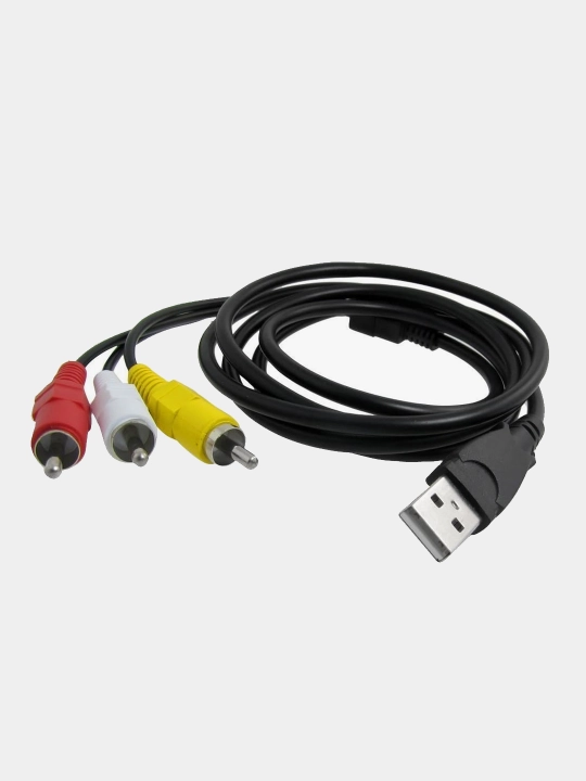 Адаптер кабель переходник USB to 3RCA (тюльпан)  для подключения старого типа техники 1.5 м