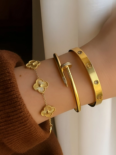 Женский набор браслетов в стиле Cartier из нержавеющей стали — MZNJWL-BLAGUZUK-ЗОЛОТ-17