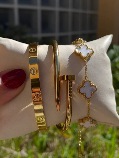 Женский набор браслетов в стиле Cartier из нержавеющей стали — MZNJWL-BLAGUZUK-БЕЛЫЙ-19