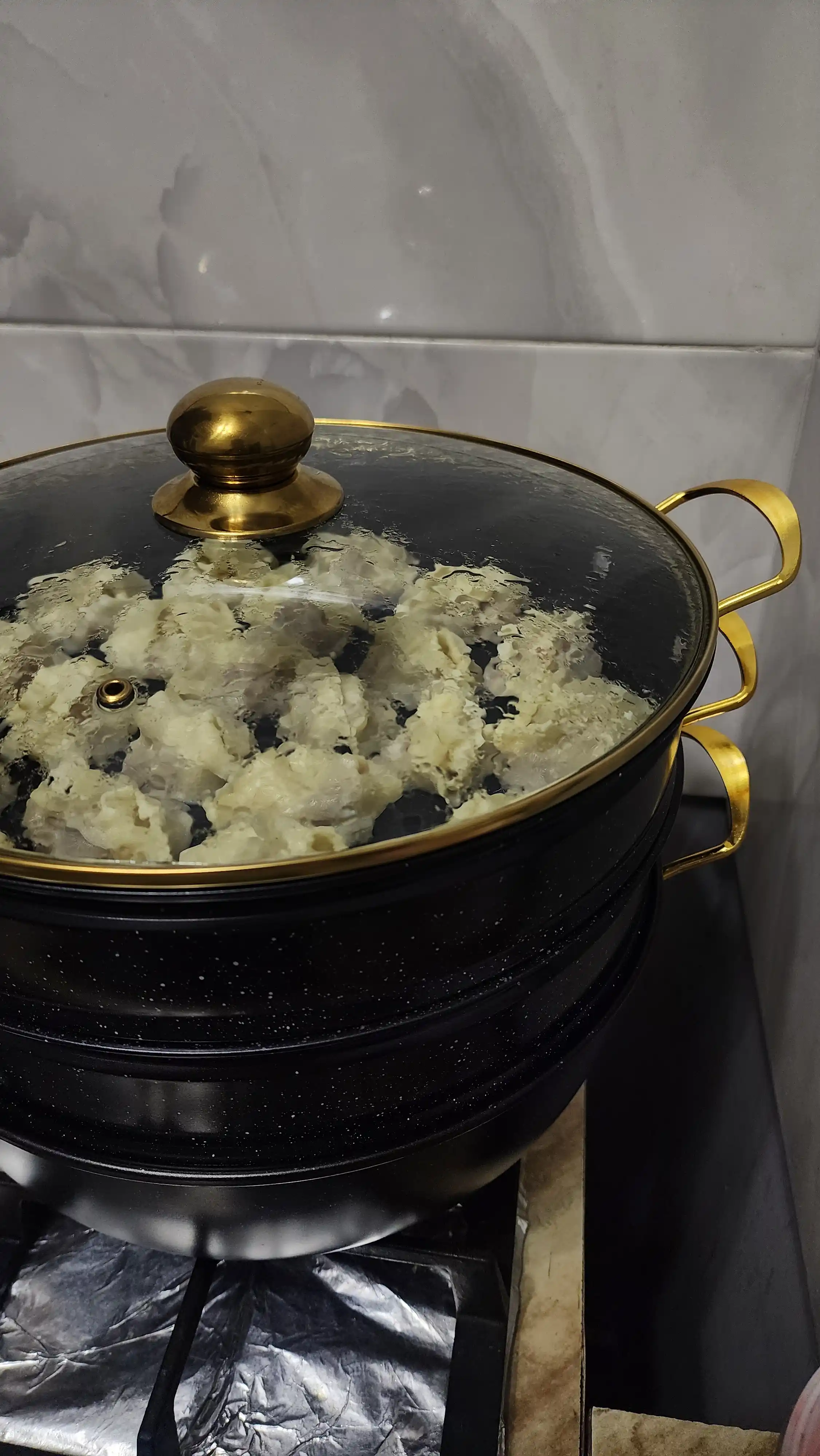 GOLD Bohemia manti qasqon, 4 qavat, granit,\ montiqozon